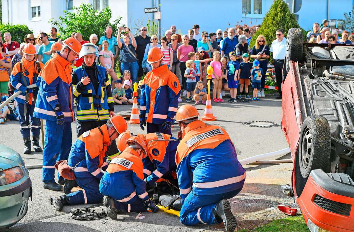 Feuerwehrfest Ingersheim: Nachwuchs übt den Ernstfall