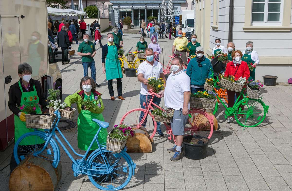 Aktion in Ludwigsburg: Bepflanzte Fahrräder verschönern die Innenstadt