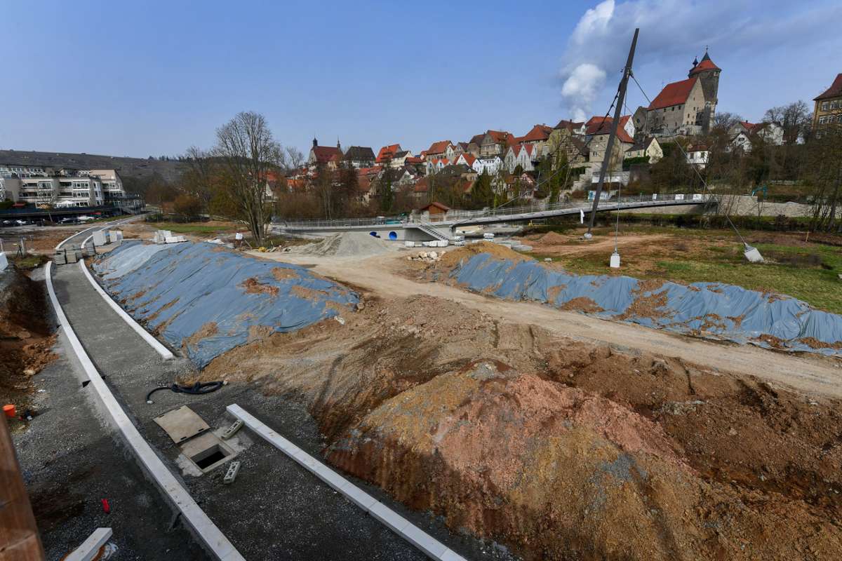 Baufortschritt im Besigheimer Enzpark: Anfang Juni soll es fertig sein