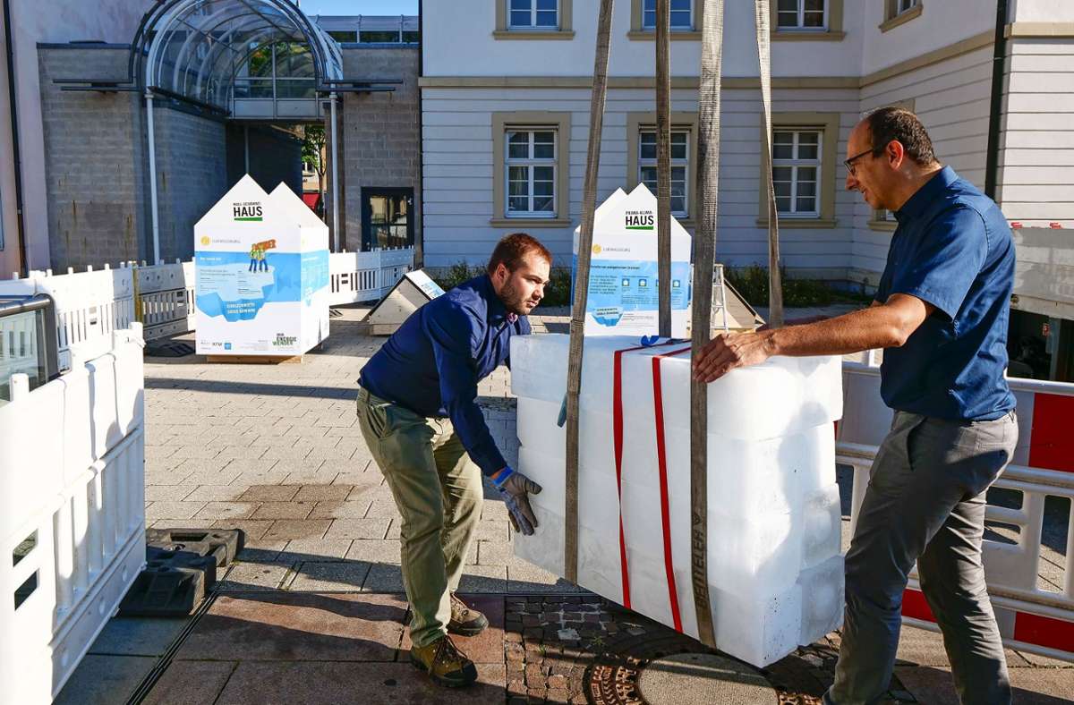 Experiment in Ludwigsburg: 352 Kilogramm Eis für den Klimaschutz