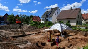Die Ausgrabungen auf dem Gelände des zukünftigen Ärztehauses an der Wiegehalle in Pleidelsheim.