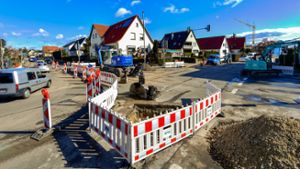 Ingersheim Die Bauarbeiten an der Bietigheimer Straße(Ortsdurchfahrt) haben begonnen&x21e5; Foto: Martin Kalb
