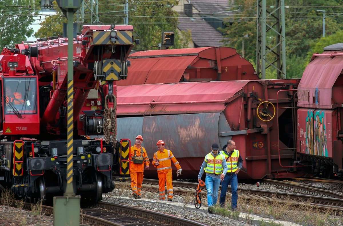 Zugunglück in Bietigheim: Entgleister Güterzug sorgt für Bahn-Chaos