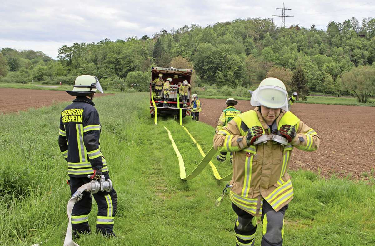 Kreis Ludwigsburg: Bei Waldbrand-Übung ziehen alle Wehren an einem Strang
