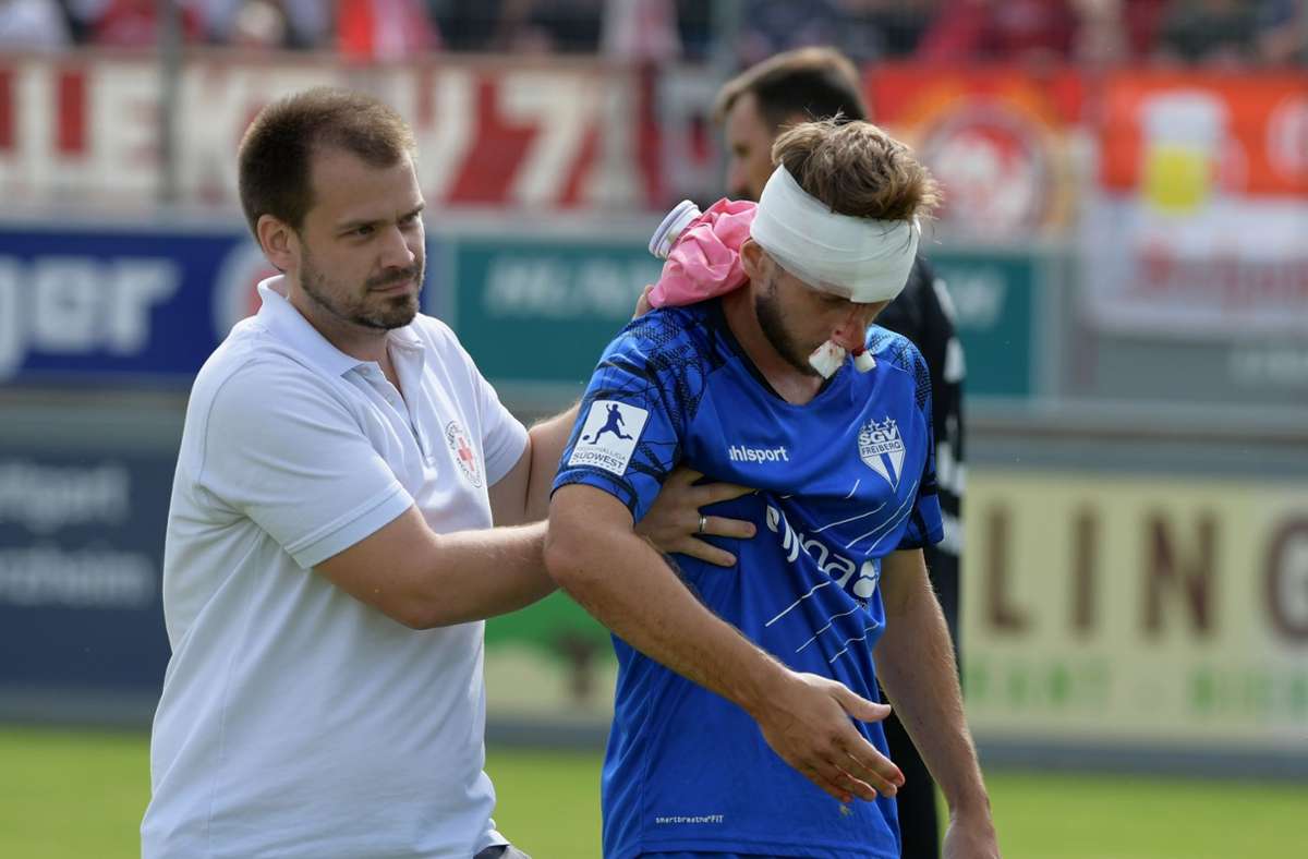 SGV Freiberg Fußball: Nasenbeinbruch macht  Umstellung nötig