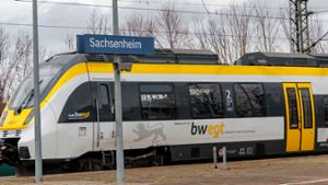 Ein Metropolexpress in Sachsenheim. Ich habe vor Kurzem auch mal einen schönen neuen Zug gesehen, scherzte VCD-Landeschef Matthias Lieb.⇥