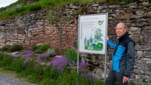 Ochsenbachs Ortsvorsteher Dieter Baum ist froh, dass die Pflege des Gartens am Geigersberg mit Ortschaftsrätin Susanne Collmer auch weiterhin gesichert ist. ⇥ Foto: Oliver Bürkle