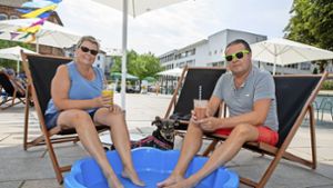Beim Aktionstag „Ludwigsburg kühlt sich ab“ auf dem Rathaushof der Barockstadt ging es im Juli 2022 schon darum, wie man großer Hitze begegnet. Foto: /Oliver Bürkle