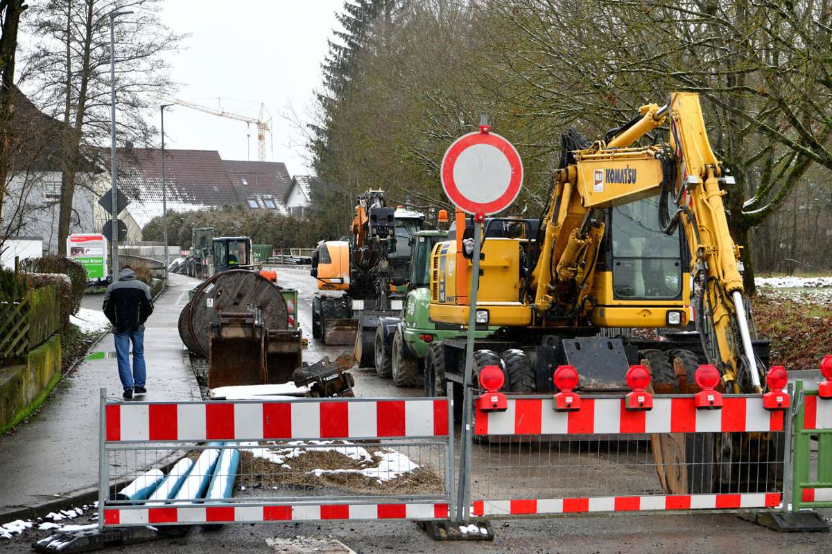 Bauarbeiten an der Landesstraße: Bis nach Ostern wird in Horrheim gebaut