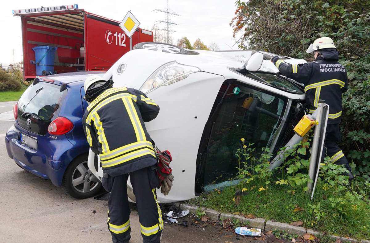 Unfall im Kreis Ludwigsburg: Auto auf den Grünstreifen gerammt