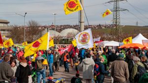 Hunderte Atomkraftgegner nahmen am Sonntag an der Kundgebung in Neckarwestheim teil.⇥ Foto: Helmut Pangerl