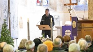 Bürgermeister Michael Wolf am Sonntag in der Kirche St. Peter in Bietigheim. Foto: Andreas Essig