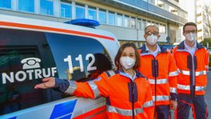BietigheimDRK Rettungswache am Krankenhausvon links: Franziska Schorn, Tobias Mäule und Simon Pfisterer